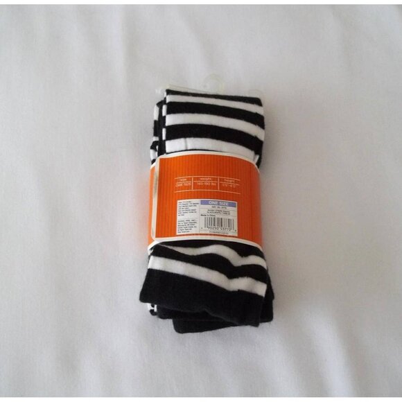 NIP NWT Halloween Black and White Striped Acrylic Knit Tights One Size - Picture 3 of 7